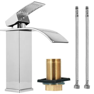Bathroom Basin Sink Tap Counter Sink Waterfall Mixer Chrome Mono Faucet MixerTap - Picture 1 of 17