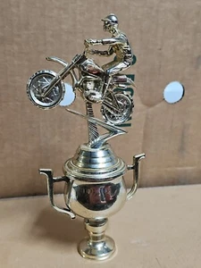 Vintage Motorcycle Trophy Topper Gold Tone Plastic 7.5" - Picture 1 of 6