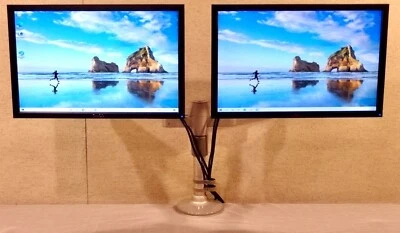 Humanscale M/Flex Dual-Monitor Desk Mount With 2 Dell E1911F 19" LCD Monitors - Image 1 of 4