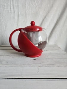 Housewares Red Glass Teapot & Stainless steel Strainer Filter 750ml - Picture 1 of 3