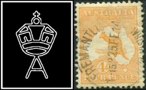 1913 Australia 4d Orange 1st Watermark Kangaroo Stamp Good To Fine Used - Bild 1 von 1