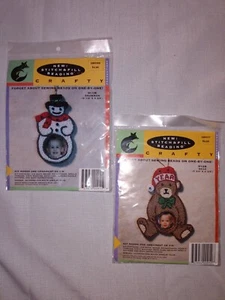 Crafty Stitch & Fill Beading Kits Ornament Pin Snowman & Bear NEW Vtg Christmas  - Picture 1 of 12