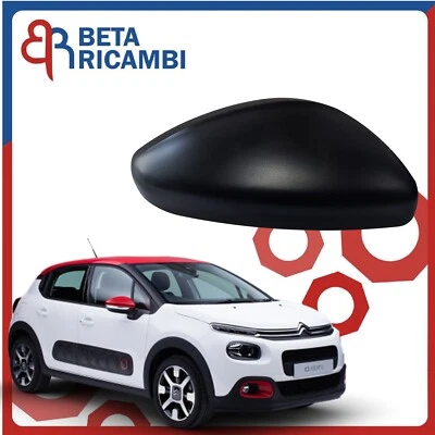 Calotta Specchietto Retrovisore Per Citroen C3 III Lato Destro Passeggero Nera - Immagine 1 di 4