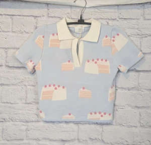 Maglia maglione Luna Ivy bambino blu cake slice crop light con colletto taglia small - Foto 1 di 5