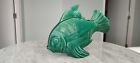 Circa 1930 Art Deco Le Jan Green Ceramic Fish Sculpture, Made in France