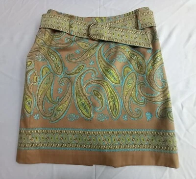 Falda Valerie Stevens 2P PETITE Marrón Paisley Recta Hasta la Rodilla Forrada Foto 1 de 4