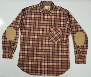 Vintage Pendleton Lobo Plaid Checkered Wool Flannel Button Up Elbow Patches L - Picture 1 of 12