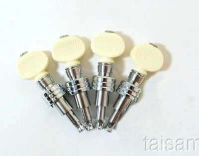 4 string banjo tuning peg Chrome plated Ivory color ABS button 328C-BI - Image 1 of 3