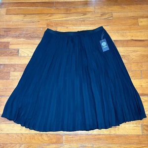 NUEVA Falda Midi Vince Camuto Para Mujer 1X Plisada Acordeón Forrada en Negro - Imagen 1 de 8