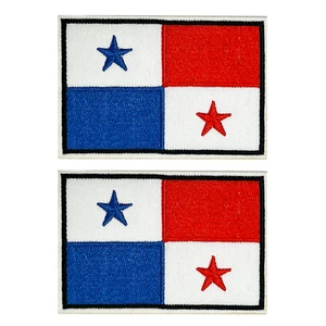 2 x Panama Rechteck Flagge - Stickerei Aufnäher zum Aufbügeln (8 x 5 cm) - Bild 1 von 1