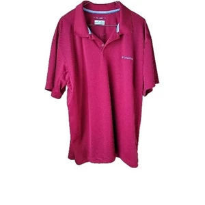 Columbia Herren Golfshirt XL Omni-Shad Sonnenschutz Polyester rot bestickt - Bild 1 von 6