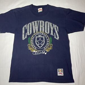 Vintage 90s Dallas Cowboys Nutmeg Mills T-shirt Sz. Large Blue NFL Single Stitch