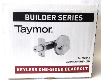 Taymor 36-2100SC Keyless One Sided Deadbolt Satin Chrome Builder Series - Image 1 of 4