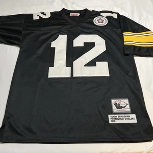 Mitchell & Ness 1975 Pittsburgh Steelers Terry Bradshaw #12 Throwback Jersey 50 - Picture 1 of 8