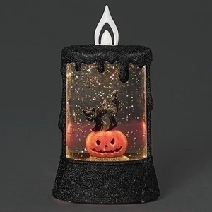 Roman Lighted Mini Candle with Halloween Cat Snowdome 5.7 Inch Multicolor - Picture 1 of 1