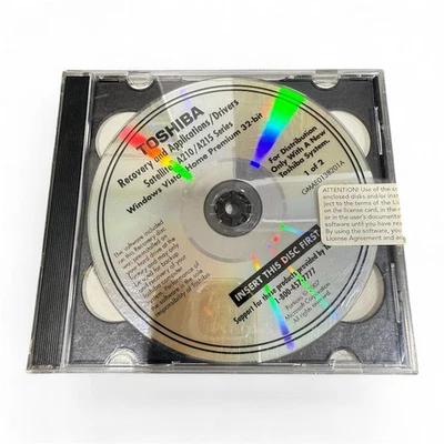 TOSHIBA SATELLITE A210 A215 RECOVERY DISC CD Applications & Drivers and Windows - Image 1 of 4