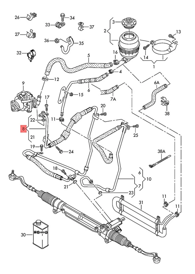 Genuine AUDI A4 Avant S4 quattro A4L A5 S5 Cabriolet Hose 8K1422893CL - Image 1 of 1