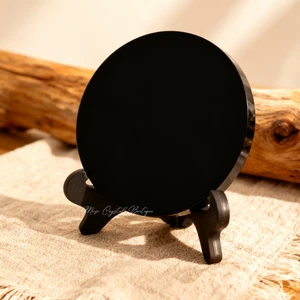 Specchio scrying ossidiana nero lucido cristallo curativo decorazione energetica regalo per lei - Foto 1 di 4