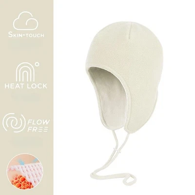 Fleece Beanie Winter Hat with Ear Flaps Windproof Ski Snow Cycling Skull Cap - Imagem 1 de 4