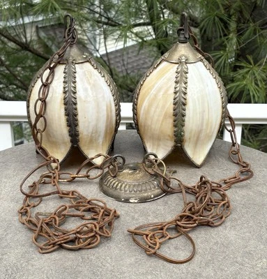 Accesorio de techo de tulipán de vitral de escoria colgante Swag luz colgante Foto 1 de 4