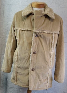 Vintage 70er JC Penney Mantel Herren 44 hellbraun Cord Western Marlboro Ranch Lammfell - Bild 1 von 12