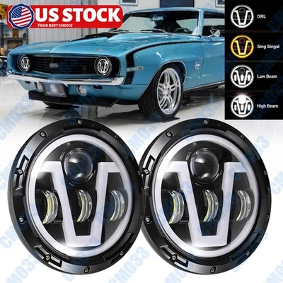 Par de faros redondos 130W 7 pulgadas LED alto/bajo sellado para Chevrolet Nova 1969-79 Foto 1 de 4