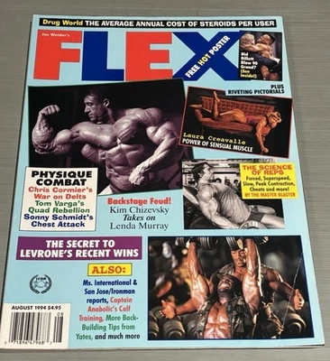 Dorian Yates/Arnold W/ Poster - FLEX Bodybuilding Magazine - August 1994 - Image 1 of 4