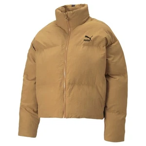Puma Classics Oversized Full Zip Puffer Jacket Womens Brown Casual Athletic Oute - Picture 1 of 2