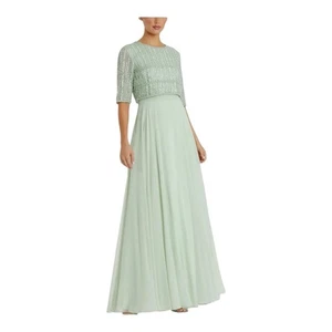 Mac Duggal Damen-Abendkleid mintgrün Pailletten 3/4-Ärmel Größe 8 - Bild 1 von 13