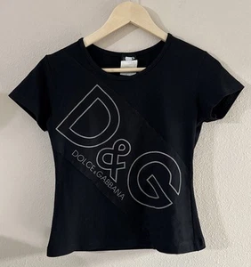 Camiseta Top Para Mujer De Colección Y2K D&G Dolce & Gabbana Logo Grande Bebé Mediana - Imagen 1 de 9