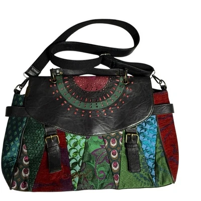 Bolso Cartera de Hombro Desigual Bordado Patchwork Colorido Único Boho Hippie Foto 1 de 4