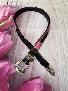 Toddler Girls Western Cowgirl Buckle Belt Pink Black Hair On Size Small - Picture 1 of 3
