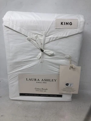 Juego de sábanas King de percal de algodón Laura Ashley (2 fundas de almohada, 1 plana, 1 ajustada) Foto 1 de 4