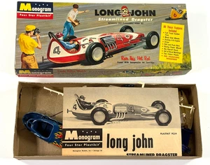 vtg 1959 Car Toy Long John Dragster Monogram Model BOX partial built PART repair - Picture 1 of 12