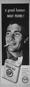 PUBLICITÉ PRESSE 1959 CIGARETTE GAULOISES DISQUE BLEU CAPORAL FUMEUR BOUT FILTRE - Picture 1 of 1