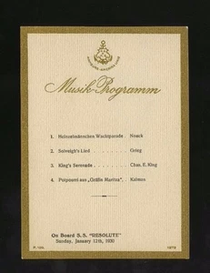 1930 SS Resolute Music Program - Hamburg-American Line HAPAG - Picture 1 of 1