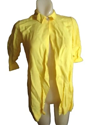 XS True Vintage 70's Yellow 3/4 Sleeve Button-Up Cotton Long Shirt For Women - Image 1 of 3