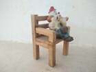 Vintage Miniature Clown Sitting On Chair Wooden Creative Ceramic Handmade Decor