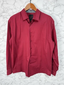 Linea Uomo Men’s Shirt sz XXL 2X Cotton Stretch Red # G43 - Picture 1 of 8