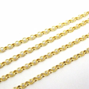 Gold Plated Sterling Silver Vermeil Chain, Bulk Wholesale Chain-2mm Rolo  - Picture 1 of 4