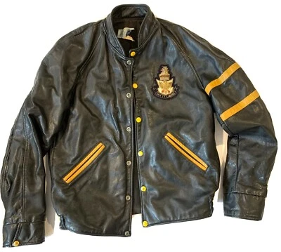 Dalhousie Univeristy Black leather jacket vintage 1950s Size Small Halifax NS - Image 1 of 4