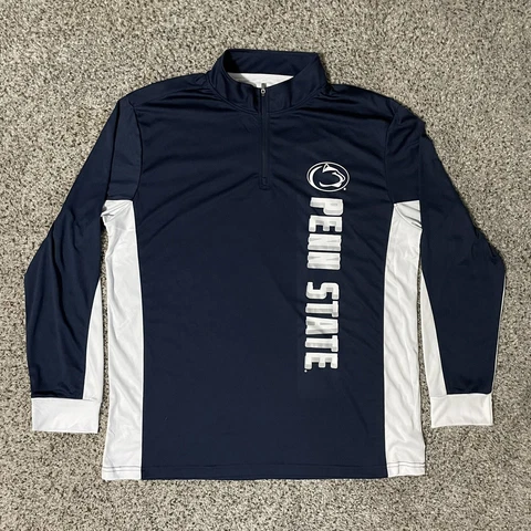 Colosseum Mens 1/4 Zip Penn State Nittany Lions Pullover Blue XL Large Spellout Cover