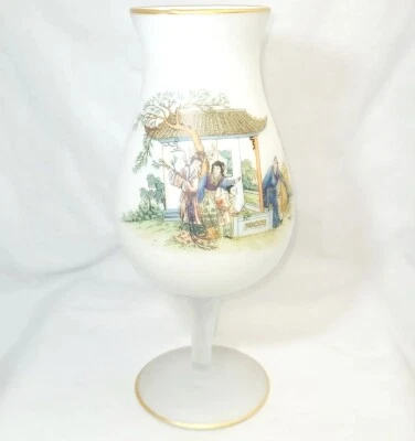 COPA DE VIDRIO SATINADO BLANCO/PAISAJE ESCÉNICO CHINO GRANDE BRISTOL de colección   Foto 1 de 4