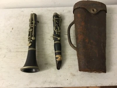 ANTIQUE  J.W. PEPPER E Flat THE PREMIER WOOD CLARINET WITH ORIGINAL LEATHER CASE - Image 1 of 4