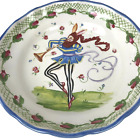 Vtg Pamela Silin Palmer Dancing Bunny Rabbit Bowl Dish Scalloped edge Jester 10"