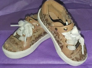 Preowned Michael Kors Originals Toddler Brown Tan Logo MK Sneaker Arrow-T US 6 - Picture 1 of 8
