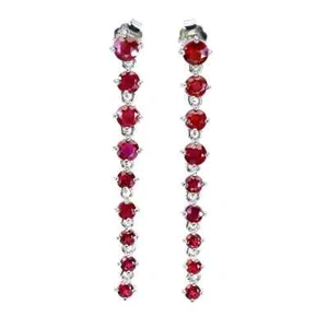 Silver Earrings Ruby Genuine Natural Mined Gems Solid Sterling Drop Dangle - Picture 1 of 24