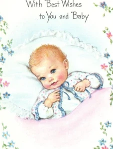 Vintage UnUsed Embossed BABY Card & Env With Best Wishes to you & Baby - Picture 1 of 5