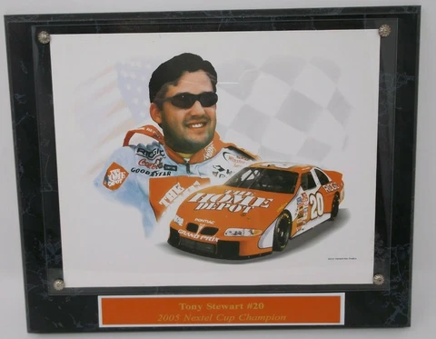 TONY STEWART #20 "2005 Nextel Cup Champion" Photo on Plaque Cover
