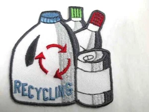 Recycle Can Bottle Embroidered Iron On Patch - Picture 1 of 1